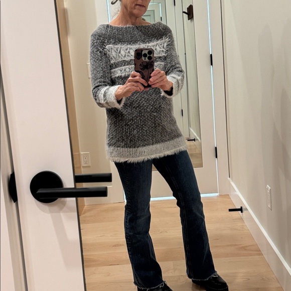 Anthropologie Sleeping on Snow Faroe Fuzzy Off-Shoulder Sweater |Wool Blend| SP - Picture 3 of 6